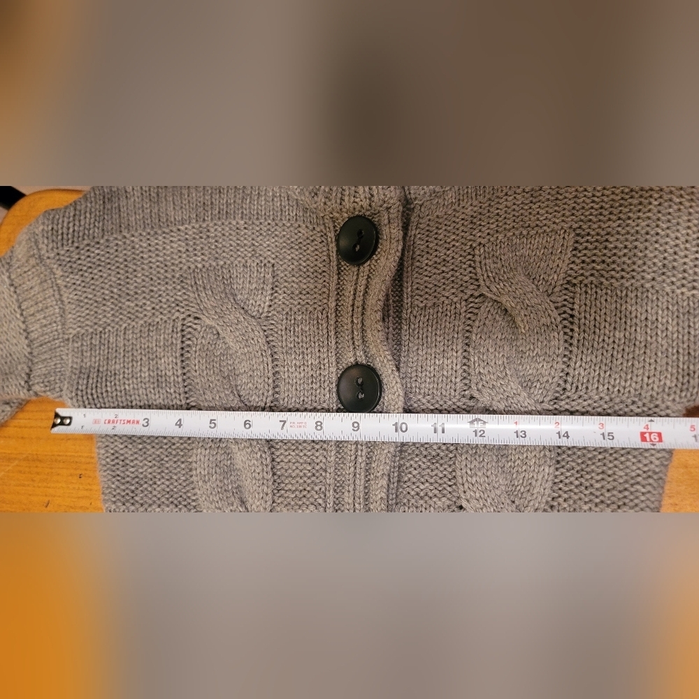 Grey Moda International Thick Woven Knit Button Up Sweater Sz Small - Picture 14 of 16